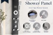 6-in-1 Black Stainless Steel Shower Panel with LED Rainfall, Mist and Temperature Display