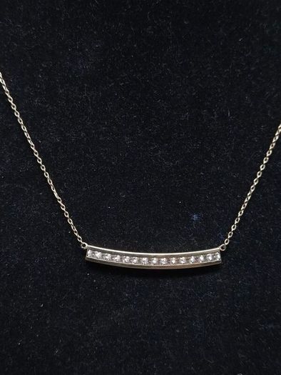 Vintage 9ct Solid Gold London Hallmarked Sparkling Bar Necklace 43cm