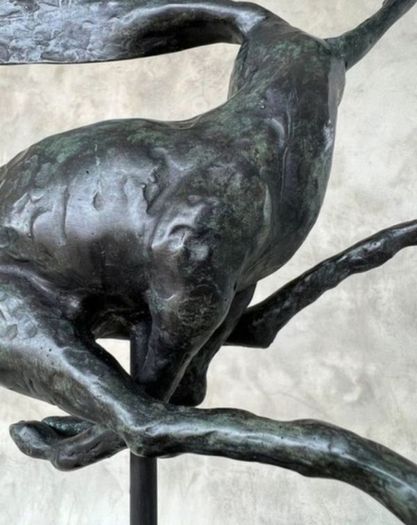 Running Hare (45cm) - Green Speckled Bronze