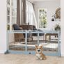 Freestanding Dog Gate, Foldable Pet Fence, Indoor Wood Barrier, Stair Gate with Support Feet, for Doorway, Hallway, Small and Medium Dogs, 69H x 104-183 cm, Blue-grey Image 3
