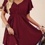 Beluring Women's Short Sleeve Dress Elegant Ruffle Sleeve Dress V-Neck Image 5