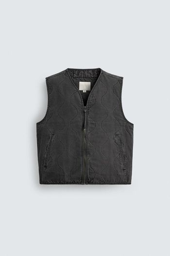 Zara Washed Topstitched Waistcoat