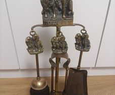 Vintage Cocker Spaniel Dog Brass Fireplace Tools Set