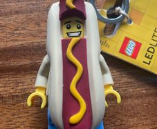 LEGO Keychain Flashlight Hot Dog Man new