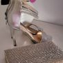 TATA silver bling ankle strap high heels Sz 38 (Fit 5UK) Image 9