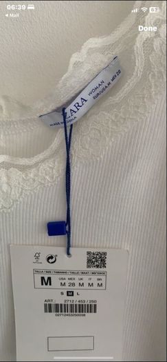top Bnwt Zara white frilled shoulder top.  Medium