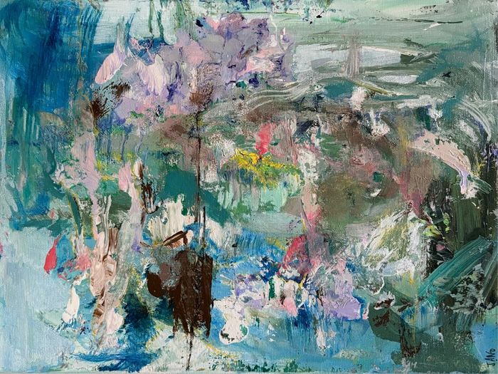 Original Art Original Landscape in Abstract Chateaux Chic