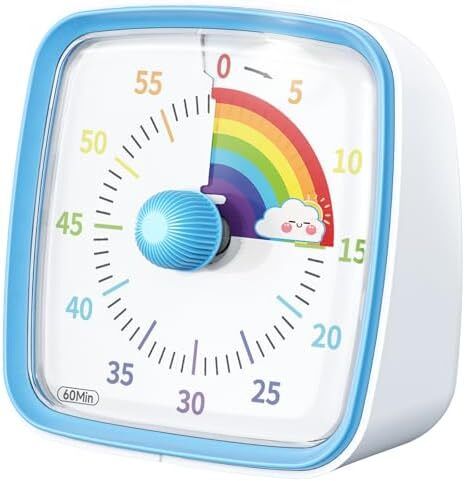 Yunbaoit Visual Timer for Kids & Adults, 60 Minute Rainbow Countdown Timer with Silent Flash Function, Time Management Tool for Classroom, Home, Kitchen, Office