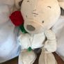 Soft White Teddy Bear holding a red rose Image 2