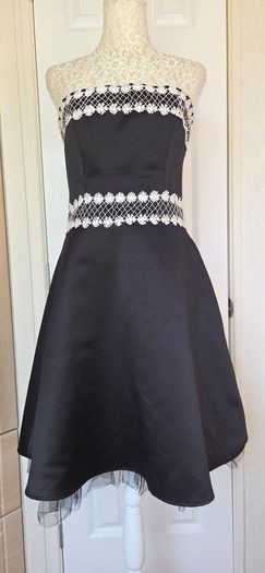 Heart & Soul Black & White Strapless Occasion Dress UK 12