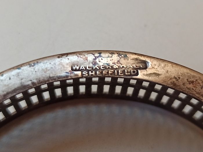 Vintage silver-plated wine bottle coaster by Walker & Hall Sheffield