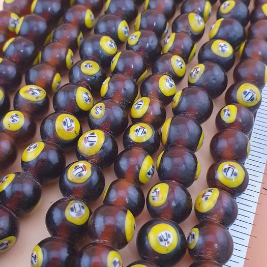 Vintage Middle Eastern Old Face Glass Beads Necklace