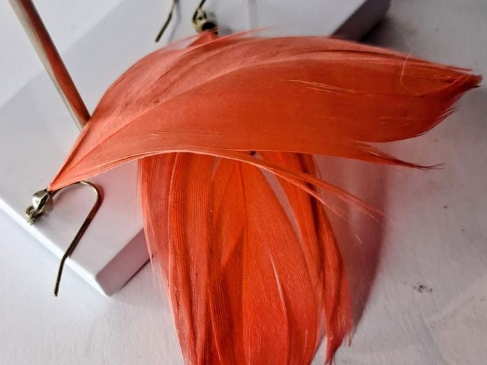 Boho Indie Burnt Orange Feather Earrings