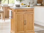 Bamboo Kitchen Trolley with Stainless Steel Top