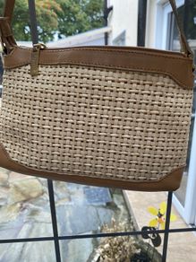 Viyella leather and canvas hand bag