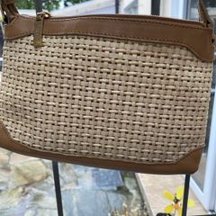 Viyella leather and canvas hand bag