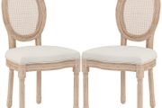 Set of 2 Dining Chairs Kitchen Chairs, Vintage Design, Vienna Straw Look, Natural + Cream