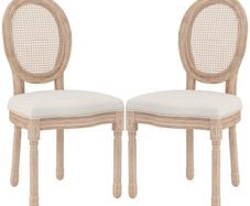 Set of 2 Dining Chairs Kitchen Chairs, Vintage Design, Vienna Straw Look, Natural + Cream
