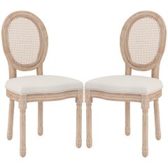Set of 2 Dining Chairs Kitchen Chairs, Vintage Design, Vienna Straw Look, Natural + Cream