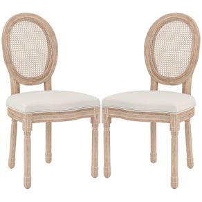 Set of 2 Dining Chairs Kitchen Chairs, Vintage Design, Vienna Straw Look, Natural + Cream
