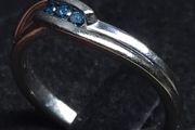 14ct White Gold Blue Stone Ring Je t aime toi Romantic French Engraving 3.18g
