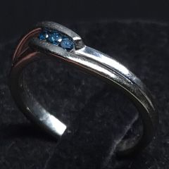 14ct White Gold Blue Stone Ring Je t aime toi Romantic French Engraving 3.18g