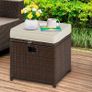 2 Pieces Outdoor Patio Ottomans, PE Rattan Foot Stool with Storage All Weather Outdoor Ottomans Footrest Seat with Removable Cushion(White) Image 3
