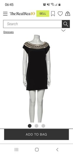 MARCHESA 100% silk mini dress with jewel encrusted scooped neck Sz 10 - Rrp 495 USD