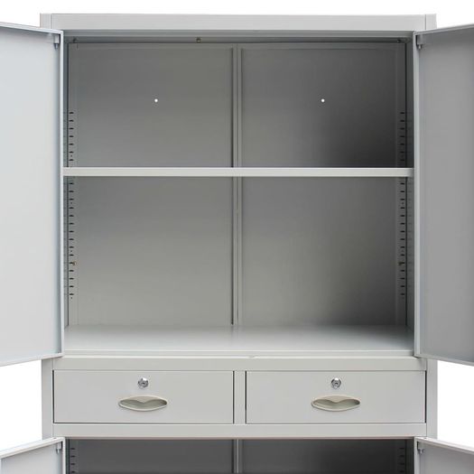 Office Cabinet with 4 Doors Steel 90x40x180cm Grey