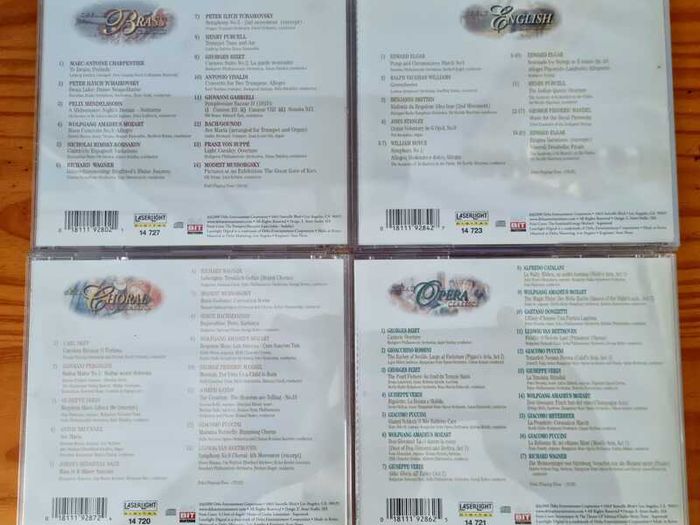 4 CD's Great Brass Classics / English classics / Opera classic / Choral classic. From 2000 / Laser Light Digital records, VG condition. l