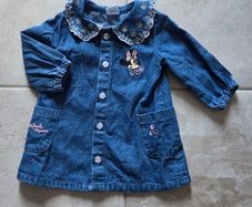 0-3m, Minnie Mouse Soft Denim Dress