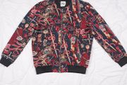 Zara Multicolor Red Navy Dark Gothic Alchemy Tarot Graphic Full Zip Bomber Jacket Size L