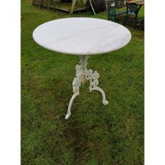 Marble Topped Table  Cast Iron Base  Style H  H292