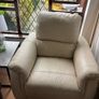 3 piece cream genuine leather reclining sofa suite Image 3