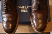 Mens Barker Bailer Ebony Hand Painted Brown Leather Shoes Size 10/44