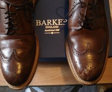Mens Barker Bailer Ebony Hand Painted Brown Leather Shoes Size 10/44