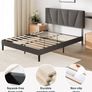 Double Bed Frame with Headboard 4ft6 135 x 190 cm 11.8 Height Upholstered Bed Base Wooden Slat Support Easy Assembly Dark Grey Image 3