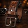 Premium Embossed Genuine Leather Belt Stylish Vintage Designer Belt Durable Formal & Casual Waist Belt Image 3