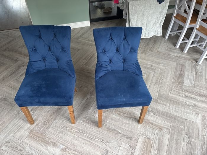 Luxurious Blue Fabric Chairs x 2