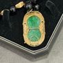 14k gold and curved jade with diamond necklace Image 7