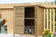 Garden Shed Wooden Garden Storage Shed 2 Door Unit Solid Fir Wood Garage Tool Organisation Cabinet 87L x 46.5W x 96.5Hcm