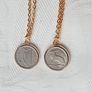 Old Irish threepence coins hare and harp in a gold coloured pendant necklace with FREE STANDARD POSTAGE INCLUDED Image 5