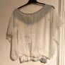 Sheer Feather Print Batwing silk Blouse Size M L Image 2