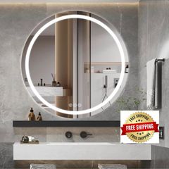 LED Bathroom Wall Mirror with LED Lights - 800mm Round Anti-Fog Vanity Mirror