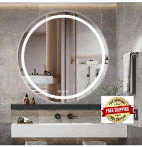 LED Bathroom Wall Mirror with LED Lights - 800mm Round Anti-Fog Vanity Mirror