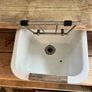 Heavy vintage ceramic basin with a built-in metal rack. Image 5