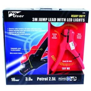 Heavy Duty 3m Jump Lead With Led Lights