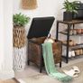 Shoe Storage Bench with Padded Seat 60cm Wooden Entryway Bench with Cushion & Hidden Storage Image 3