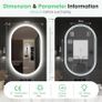 LED Bathroom Mirror Bluetooth 3 Color Temperature Defogger Demister 50x80cm Oval Shape Bright Light Touch Switch Image 2