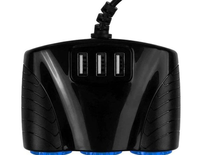 New 3 Way 12V 24V Cigarette Lighter Lead Splitter 120W 3 USB 3.1A ports #1368
